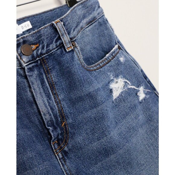 & Other Stories High Waist Distressed Slim Fit Denim Jean Mid Blue Size 28 $119 - Picture 13 of 15